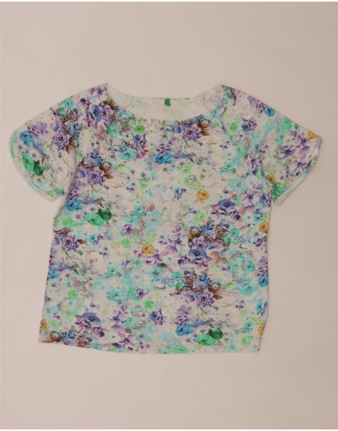 Camiseta feminina BENETTON UK 14 grande floral multicolorido