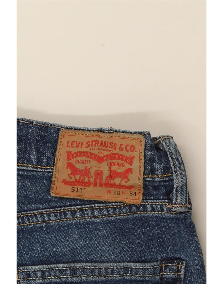 Calça jeans feminina Levi's 511 Slim W30 L28 azul algodão