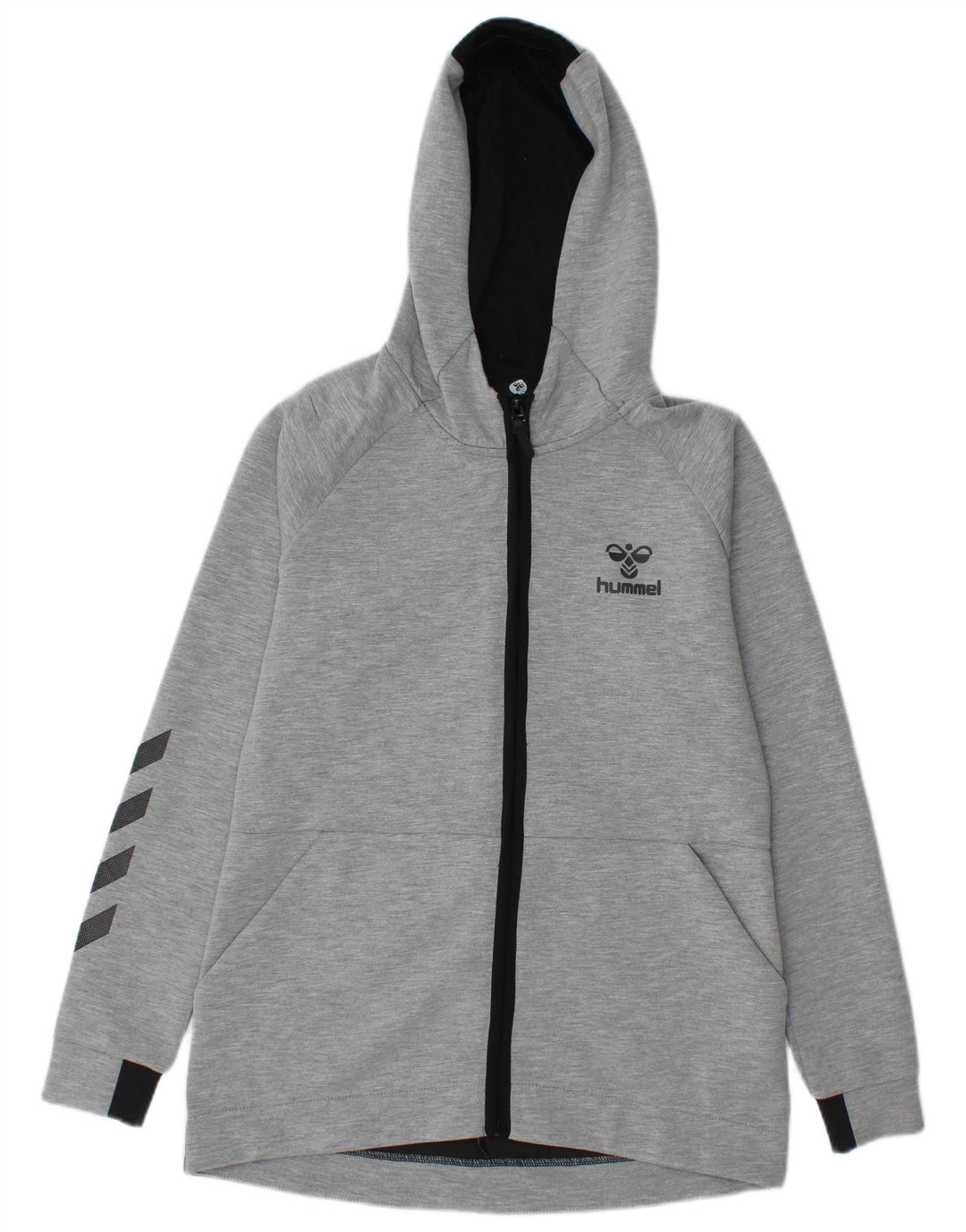 Suéter masculino HUMMEL com capuz e zíper gráfico XS poliéster cinza