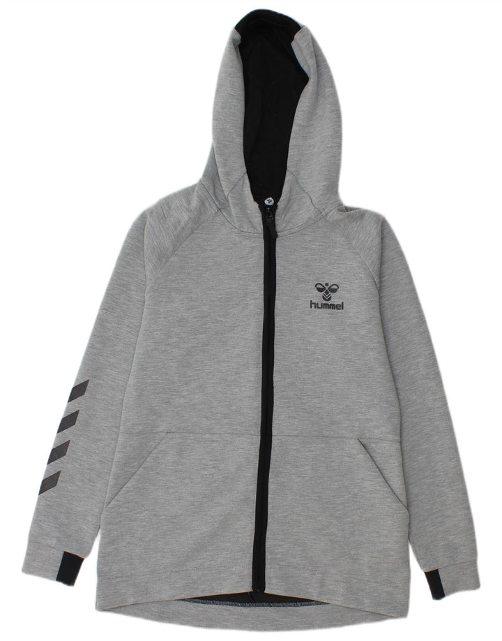 Suéter masculino HUMMEL com capuz e zíper gráfico XS poliéster cinza