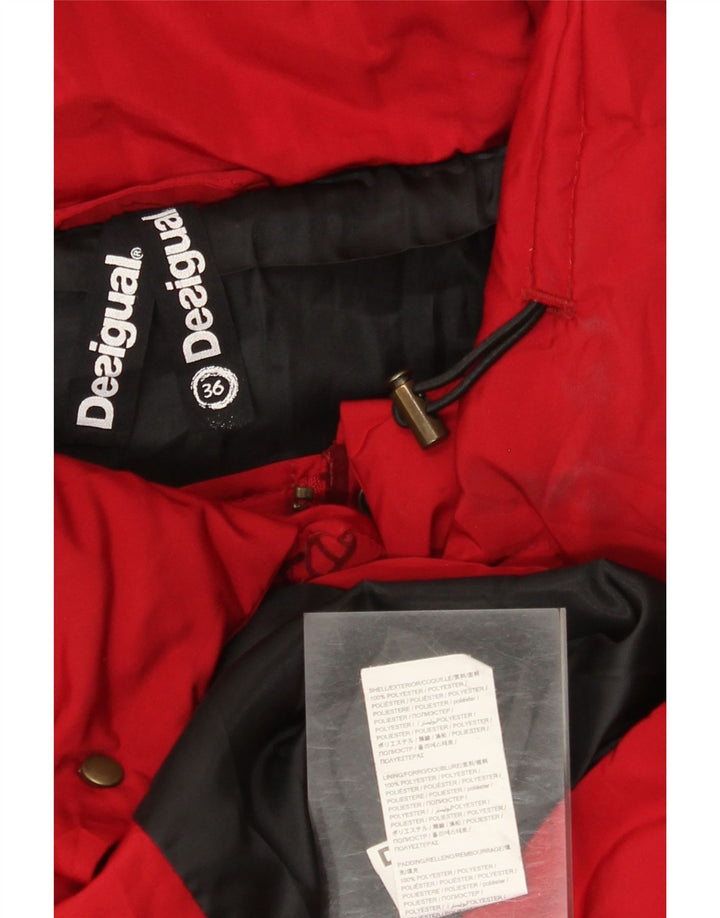 Casaco acolchoado feminino Desigual EU 36 poliéster floral vermelho pequeno