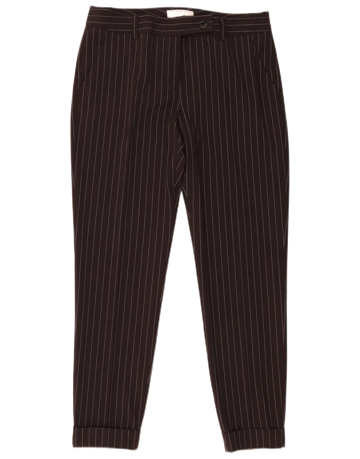 Calça feminina Stefanel Slim Suit W32 L28 preta listrada