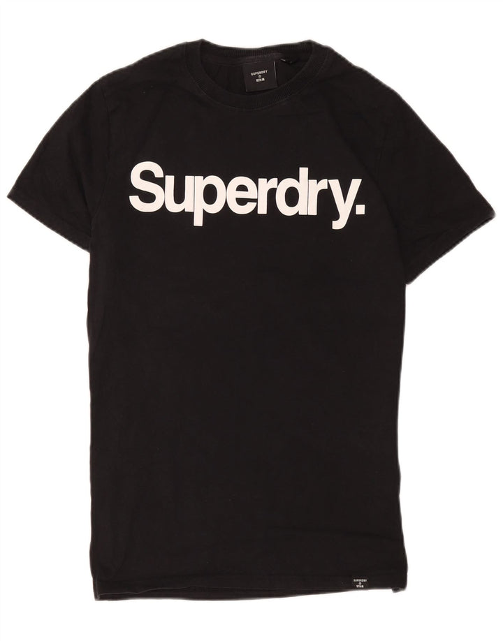 Camiseta gráfica masculina Superdry Top médio algodão preto