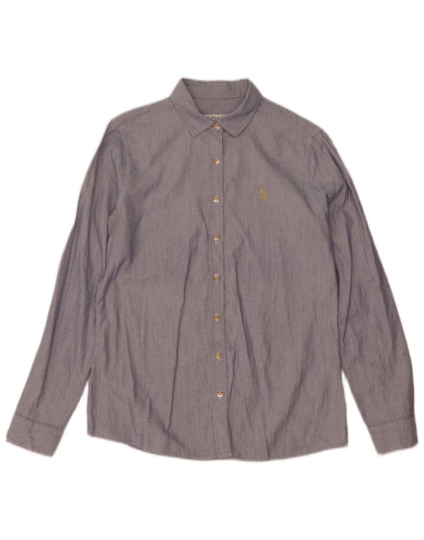 Camisa feminina Polo Ralph Lauren EU 36 pequena algodão manchado azul