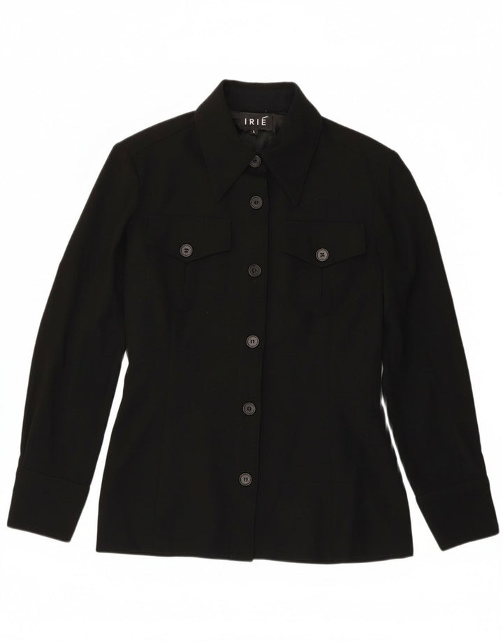 Jaqueta blazer feminina vintage de 6 botões, poliéster preto grande Reino Unido 14