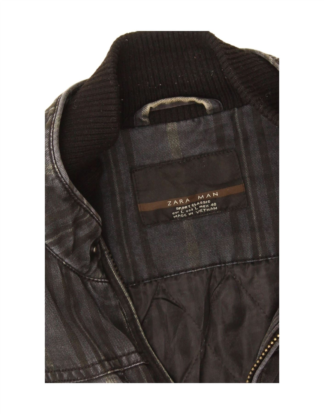 Jaqueta jeans militar masculina Zara UK 40 grande algodão cinza