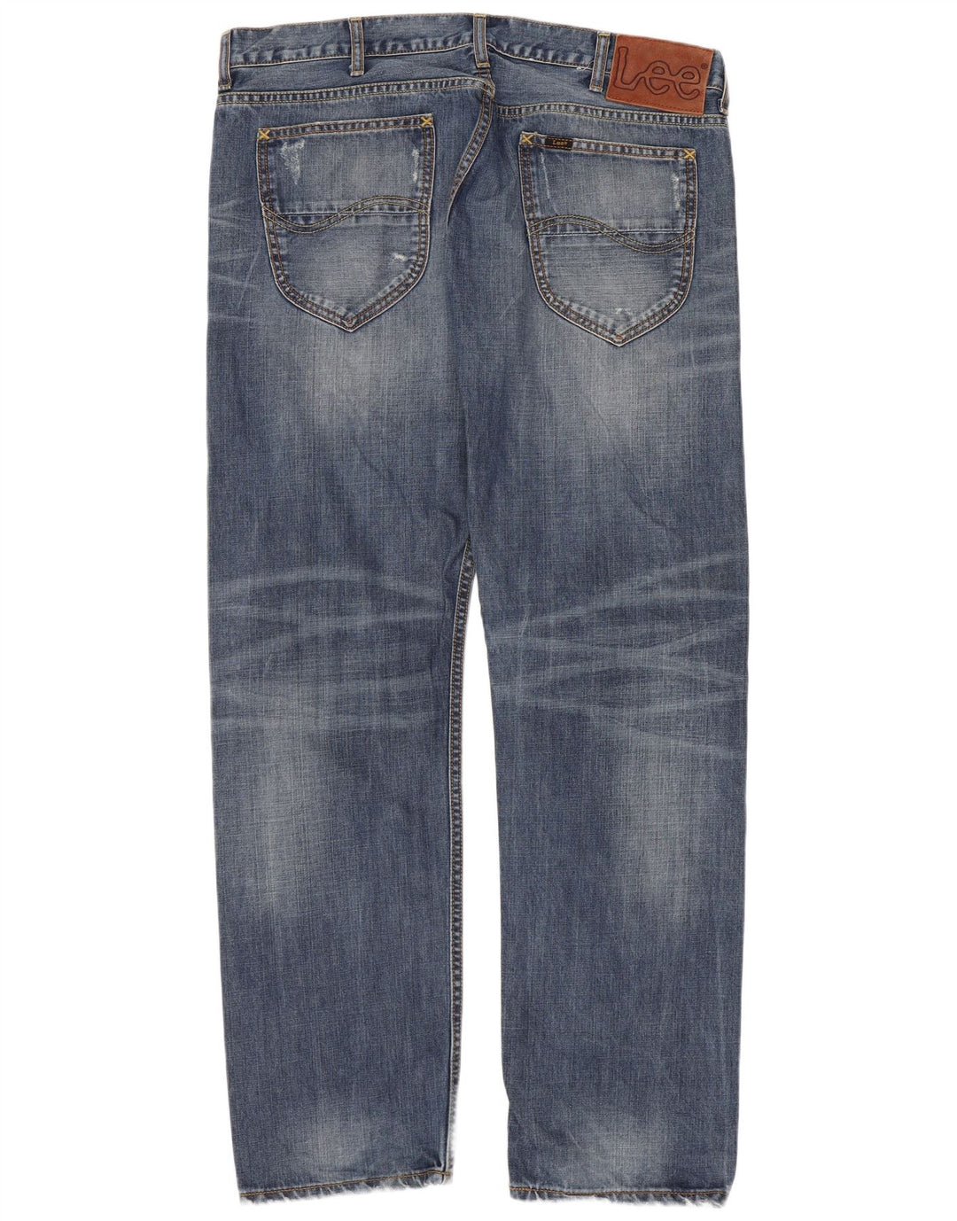 Lee Mens Knox Distressed Straight Jeans W38 L32 Azul Algodão