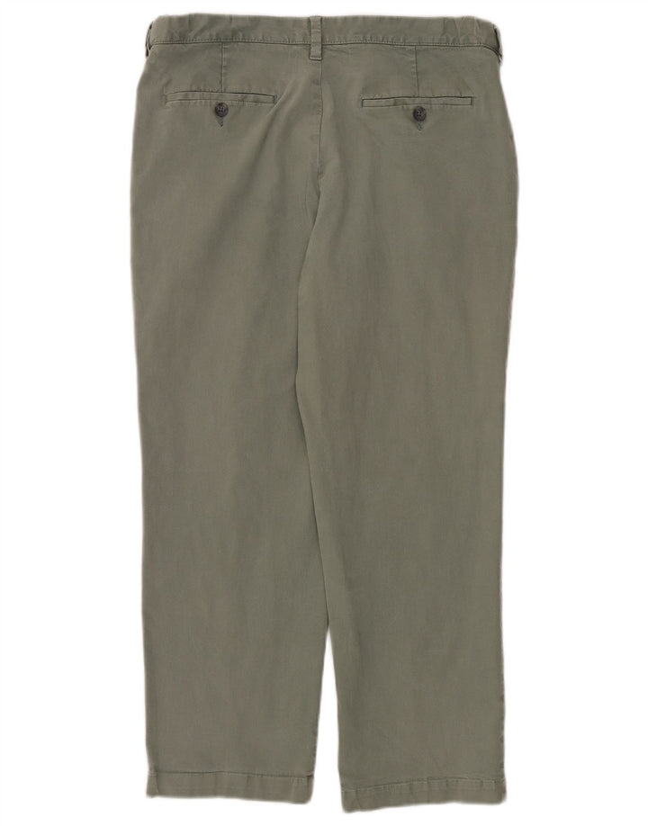 Calça masculina reta regular cortada Marks & Spencer W36 L26 algodão cáqui