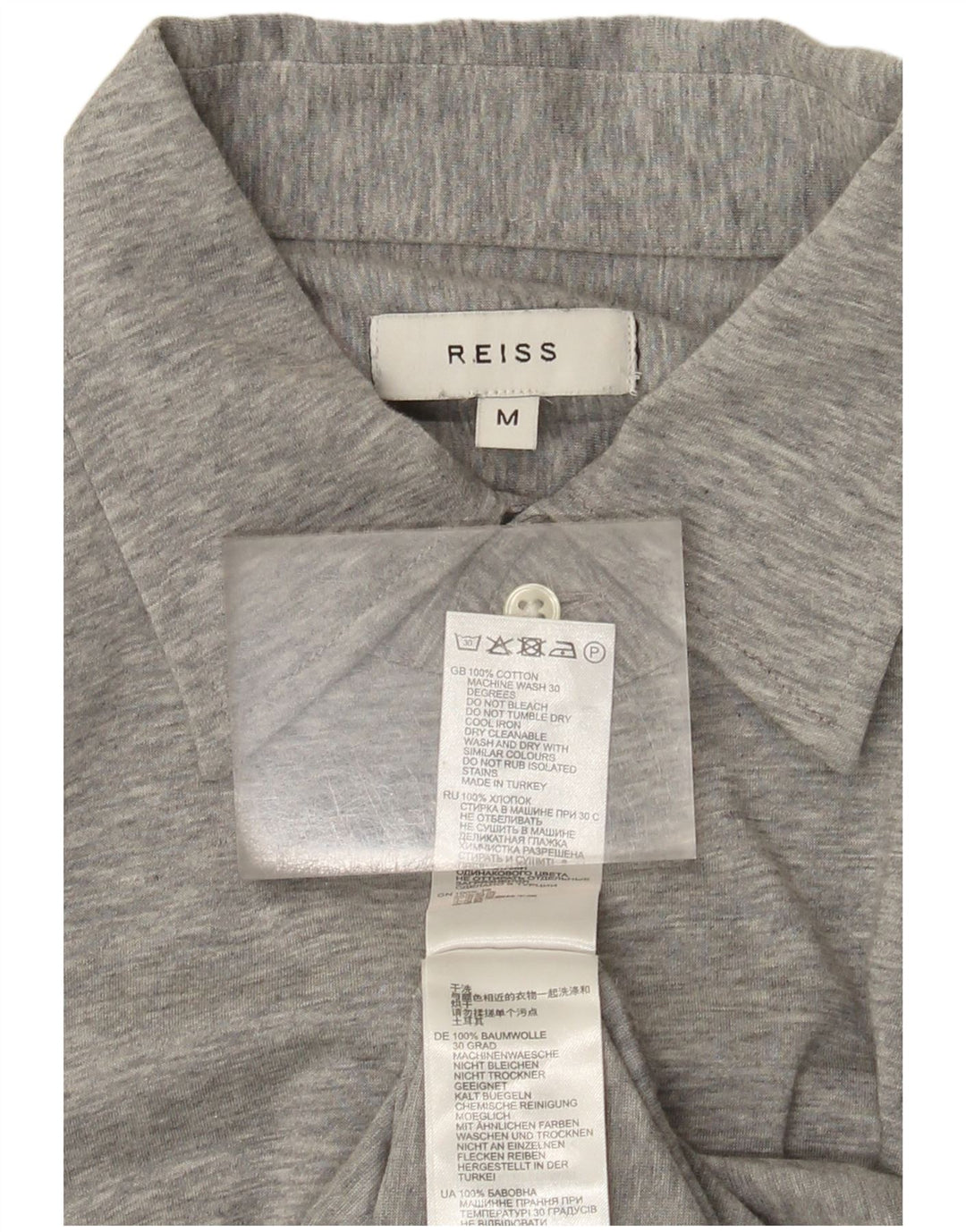 Camisa masculina Reiss algodão cinza médio