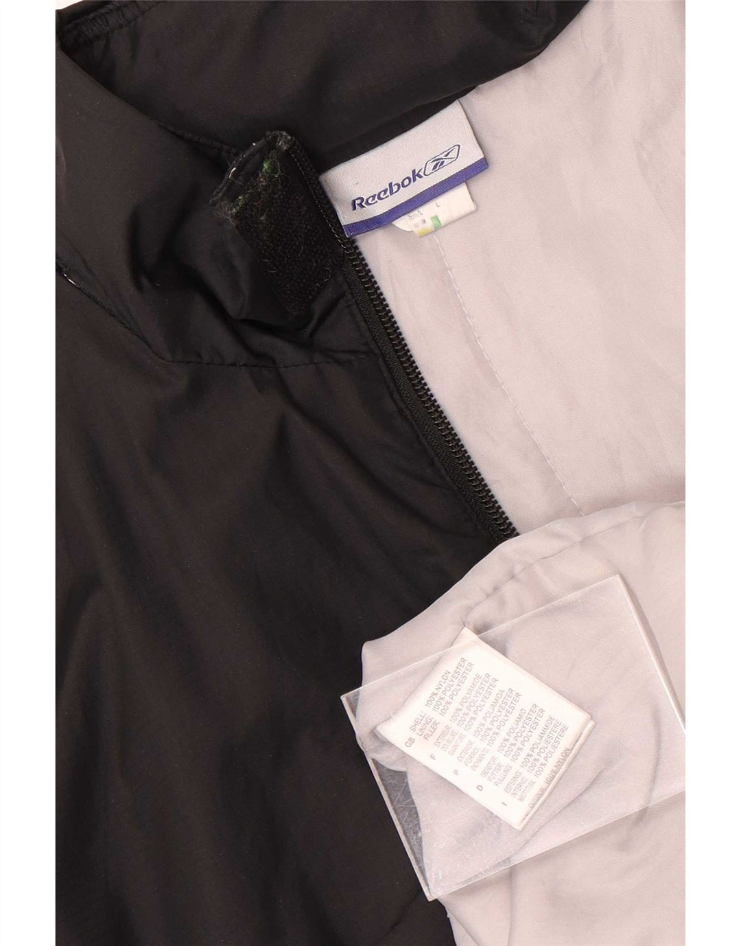 Jaqueta de chuva com capuz Reebok Boys 13-14 anos grande nylon preto