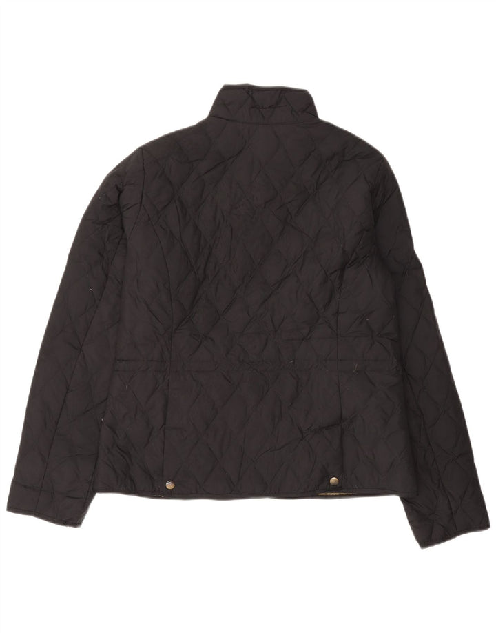Jaqueta acolchoada feminina Eddie Bauer UK 14 poliéster preto médio