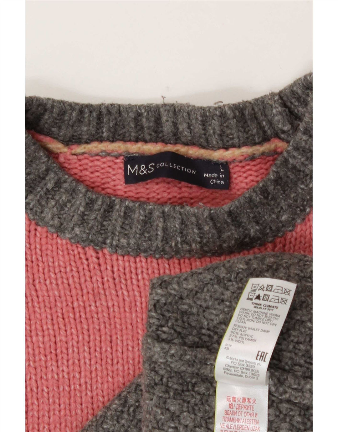 Suéter feminino Marks & Spencer com gola redonda Reino Unido 16 grande multicolorido