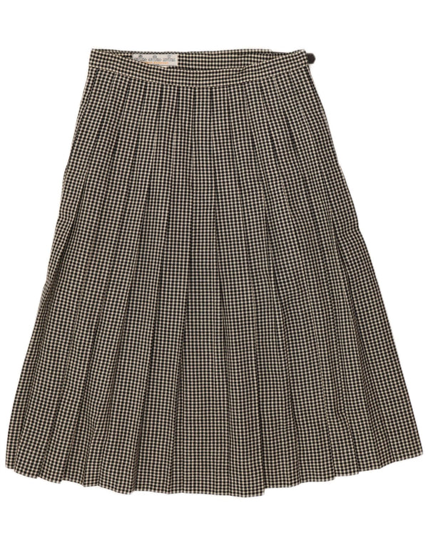 Saia plissada feminina Kinloch Anderson UK 18 XL W38 preta Houndstooth