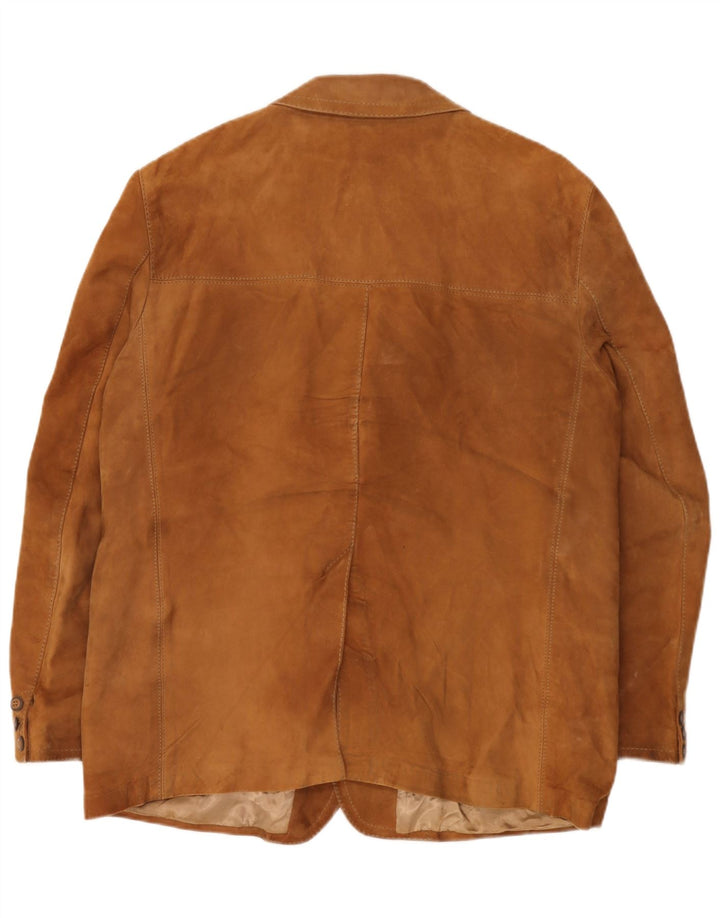 Jaqueta blazer masculina vintage de camurça com 3 botões Reino Unido 40 grande bege