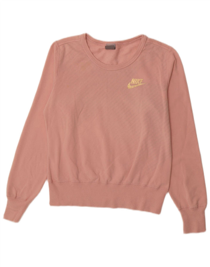 NIKE Womens Sweatshirt Jumper UK 10/12 Médio Algodão Rosa