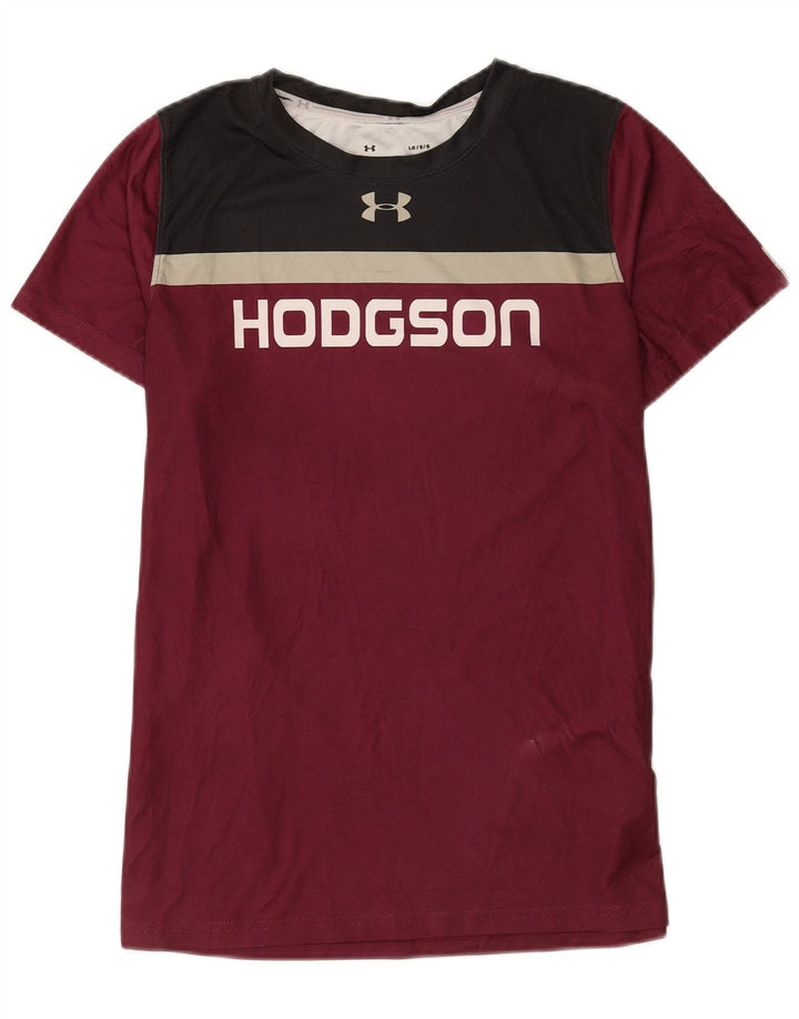Camiseta gráfica masculina Under Armour grande poliéster colorblock cor de vinho