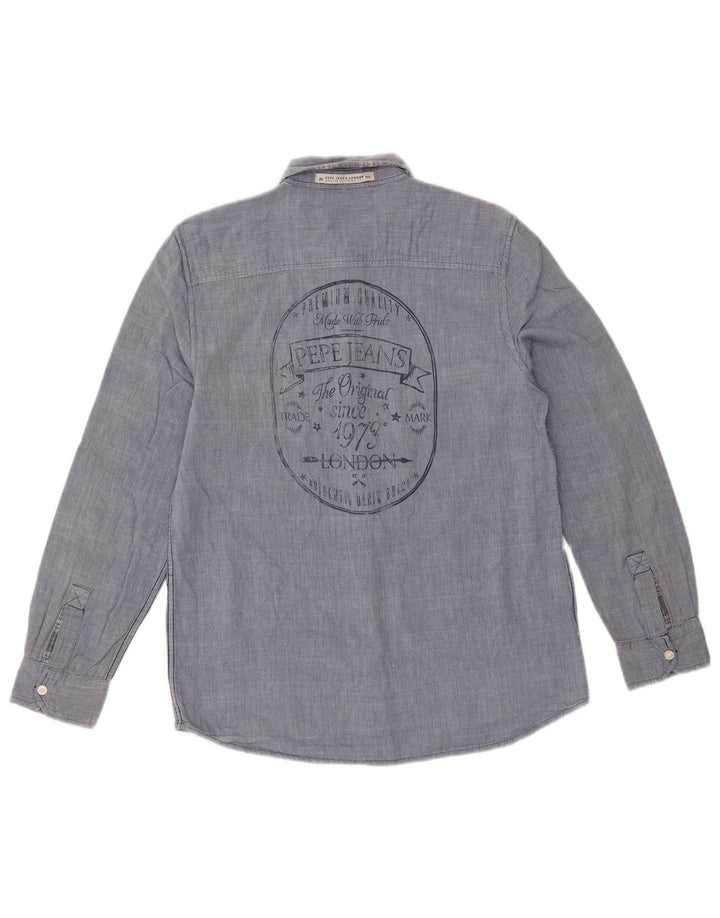 Camisa PEPE Jeans Mulher UK 14 Azul Médio