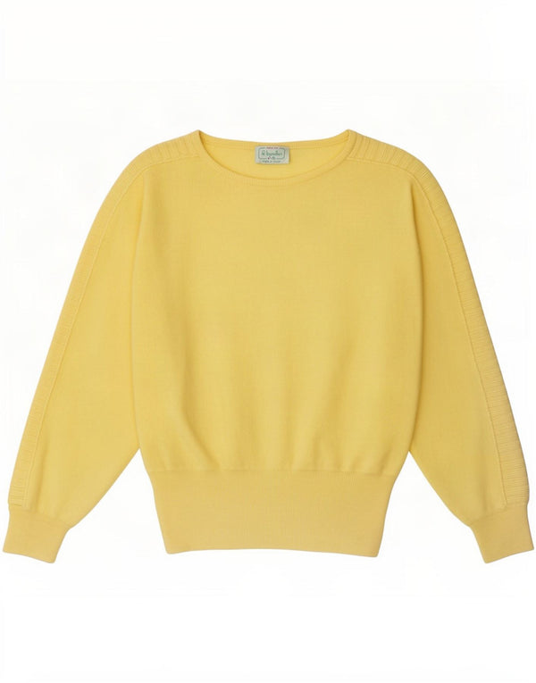 Suéter feminino Benetton com gola canoa IT 48 XL lã amarela