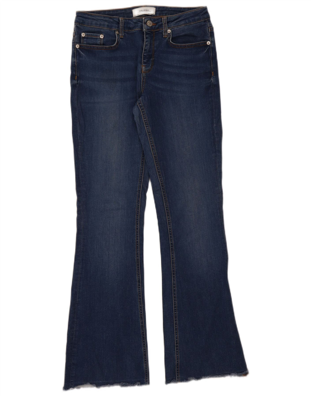 Zara Jeans feminino queimado EU 38 pequeno W28 L31 azul