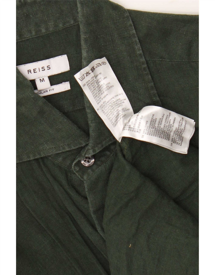 Camisa masculina Reiss Regular Fit linho verde médio