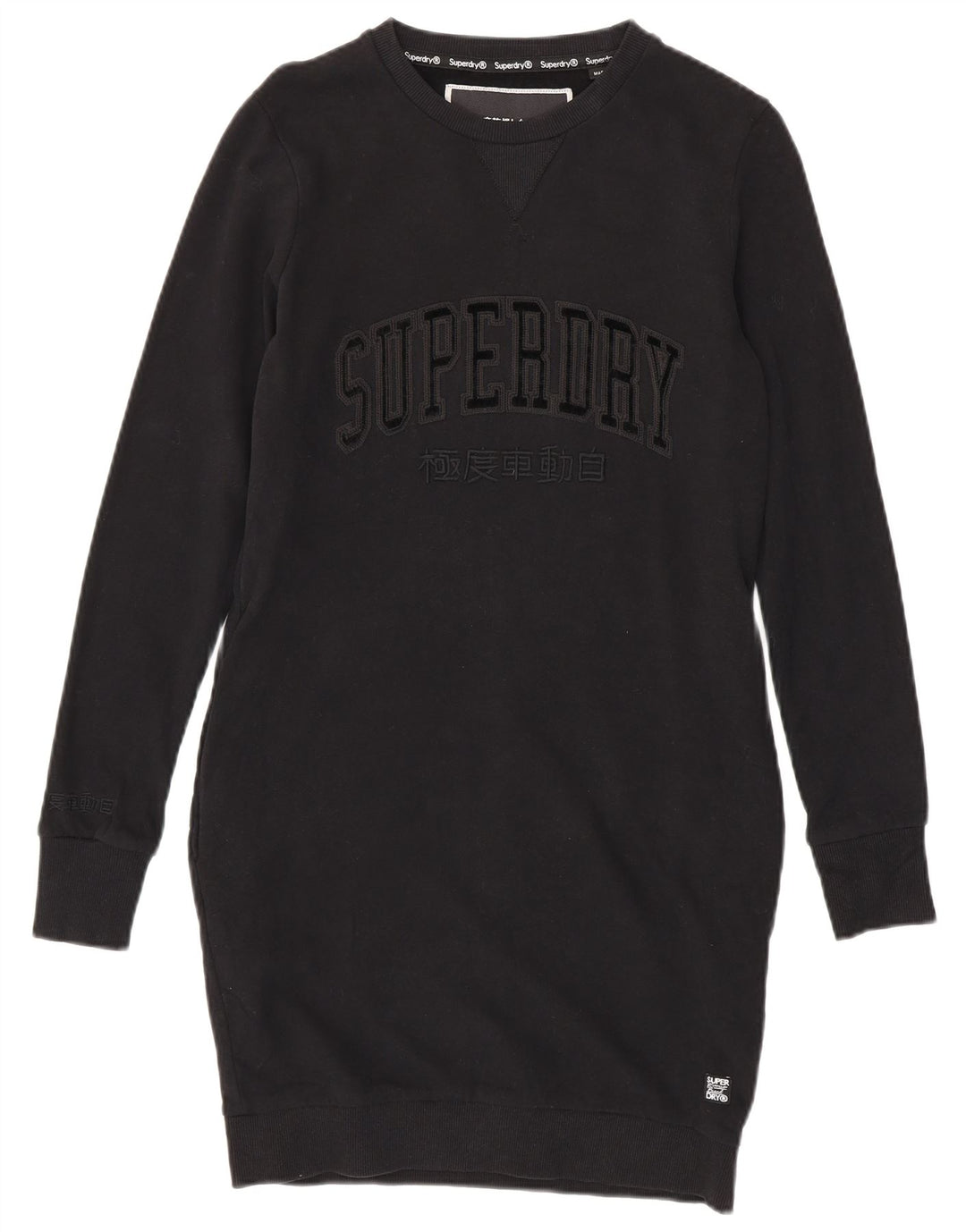 SUPERDRY vestido feminino com moletom gráfico UK 12 algodão preto médio