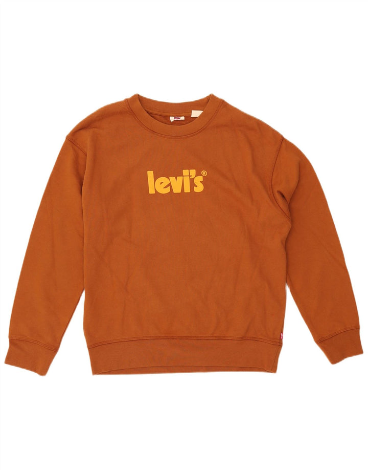Moletom feminino oversized gráfico LEVI'S Reino Unido 10 pequeno algodão marrom