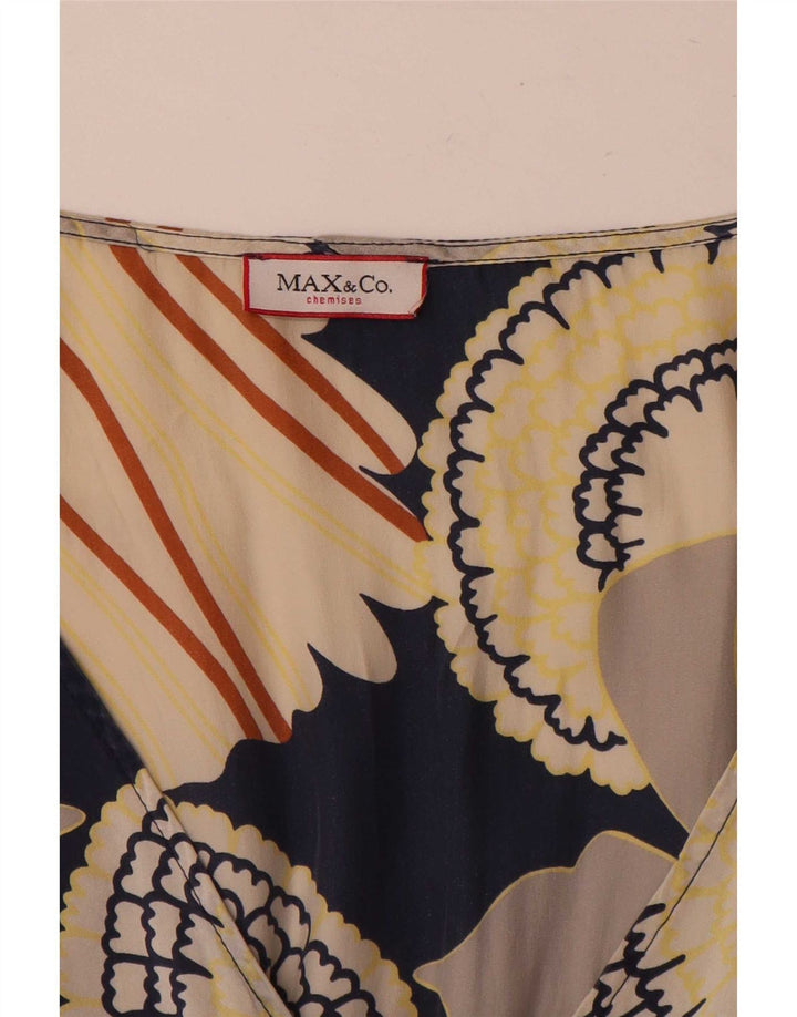 Max & Co. Blusa feminina com padrão abstrato top UK 12 médio multicolorido