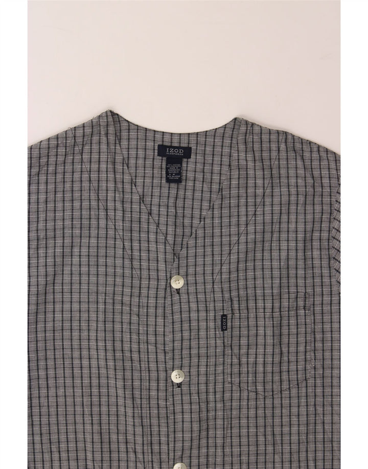 IZOD Mens Short Sleeve Shirt Medium Grey Check Cotton Vintage Izod and Second-Hand Izod from Messina Hembry 