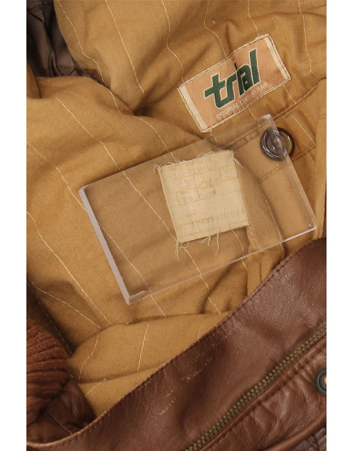 Jaqueta de couro masculina vintage IT 48 couro marrom médio