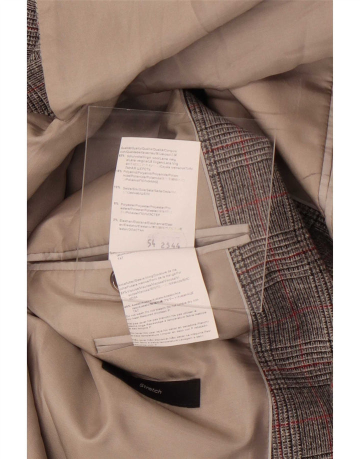 Hugo Boss Mens 2 Button Blazer Jacket UK 54 2XL Grey Houndstooth