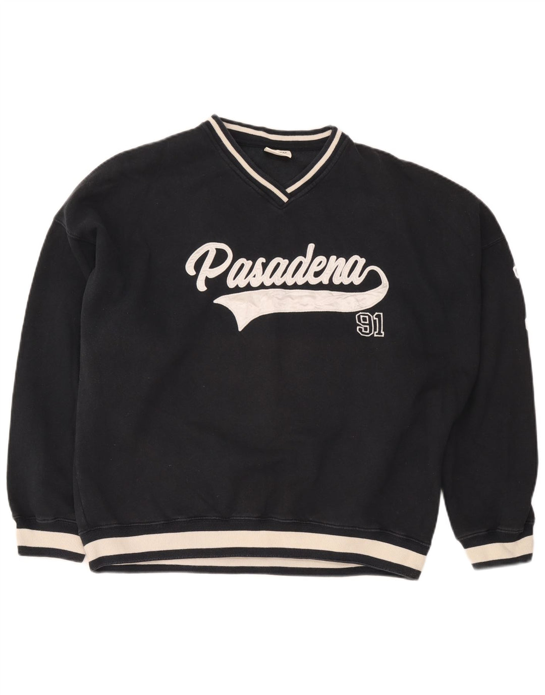 Pull & Bear Mens Pasadena moletom grande bloco colorido azul marinho