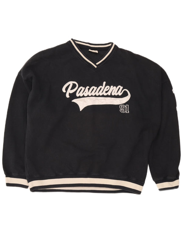 Pull & Bear Mens Pasadena moletom grande bloco colorido azul marinho
