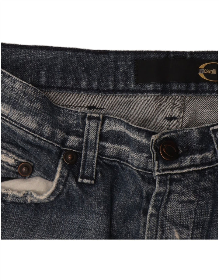 Jeans retos masculinos Just Cavalli desgastados W34 L34 azul