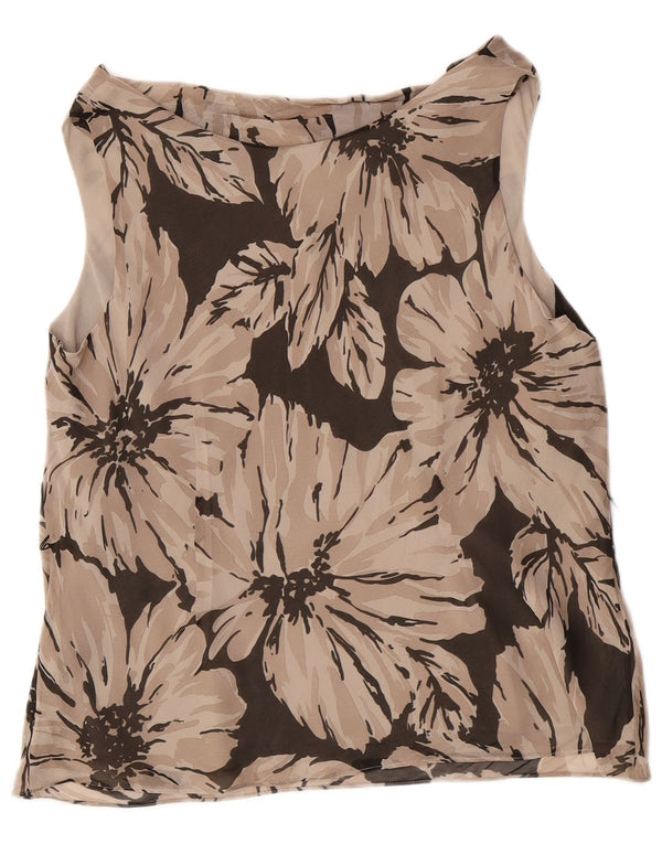 Blusa feminina regular sem mangas Marks & Spencer UK 20 2XL marrom floral