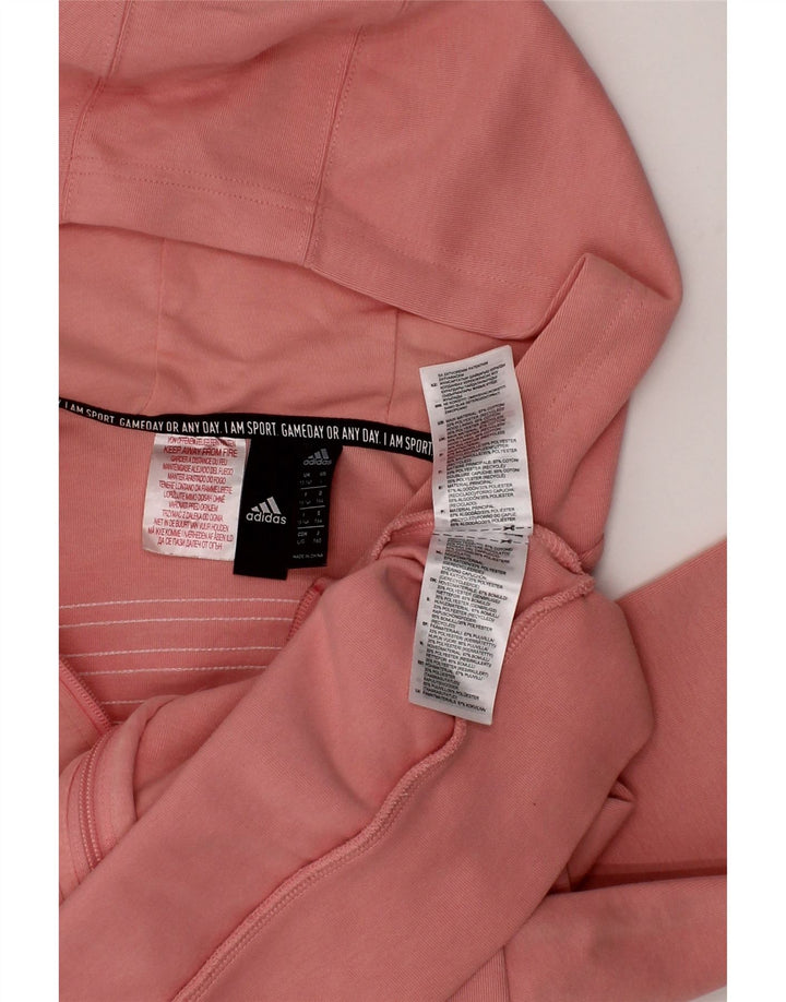 ADIDAS Girls Zip Hoodie Sweater 13-14 Years Pink Cotton Vintage Adidas and Second-Hand Adidas from Messina Hembry 