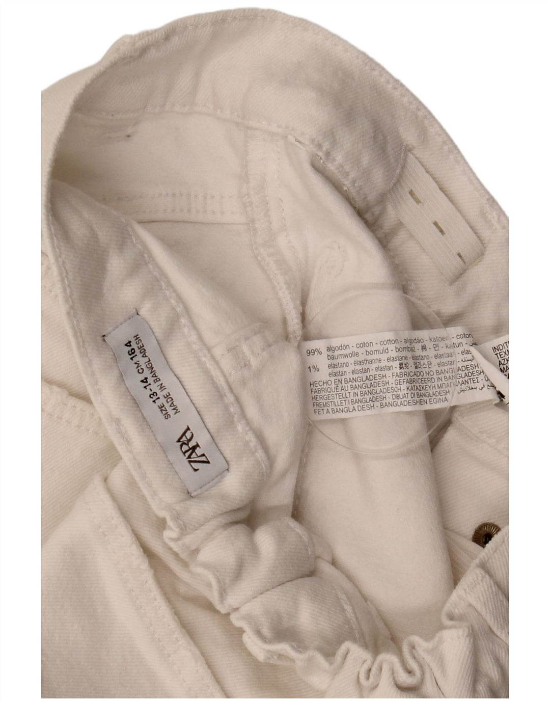 ZARA Shorts jeans para meninas 13-14 anos W27 algodão branco