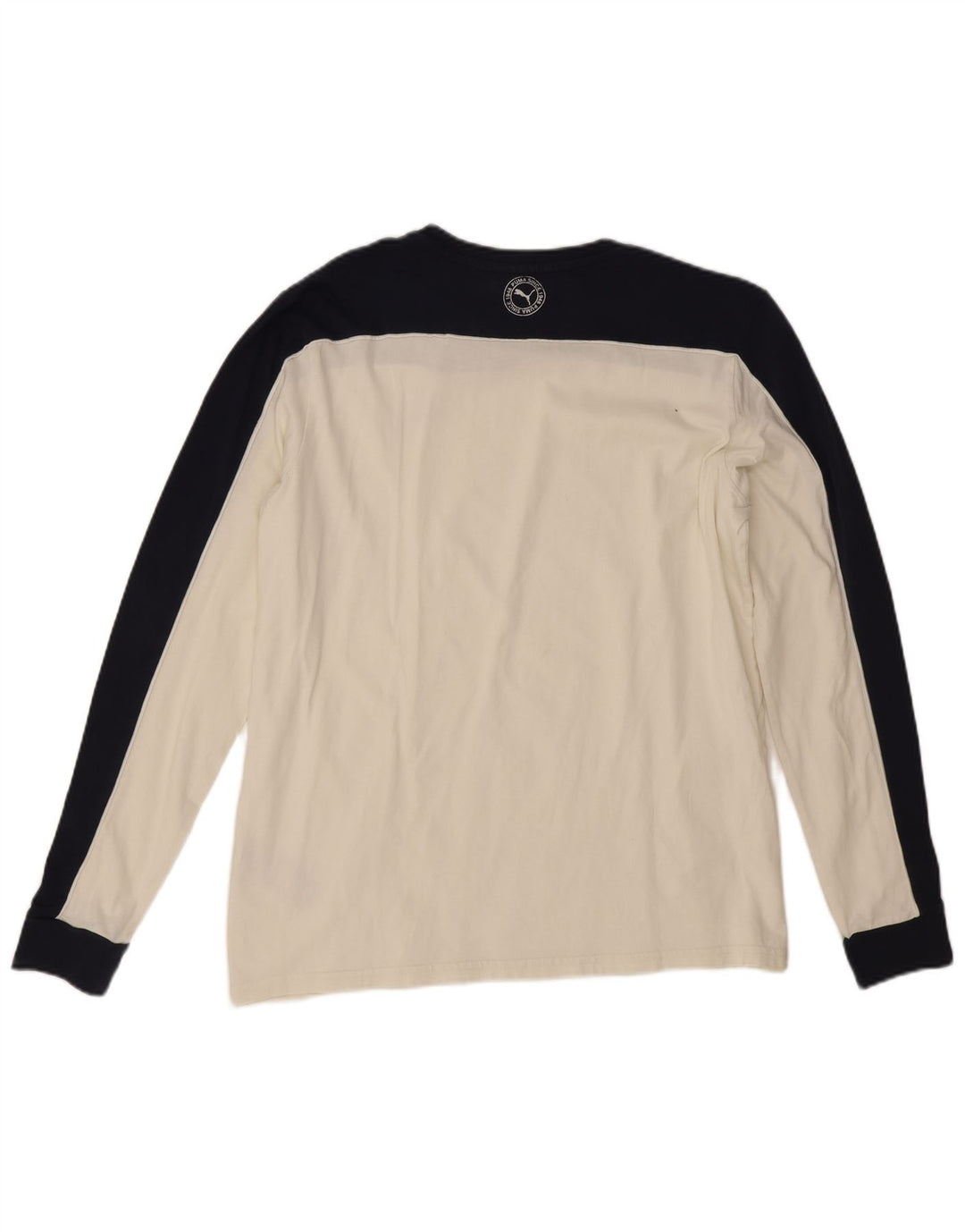 Puma Mens Top Manga Longa Grande Off White Algodão Colorblock