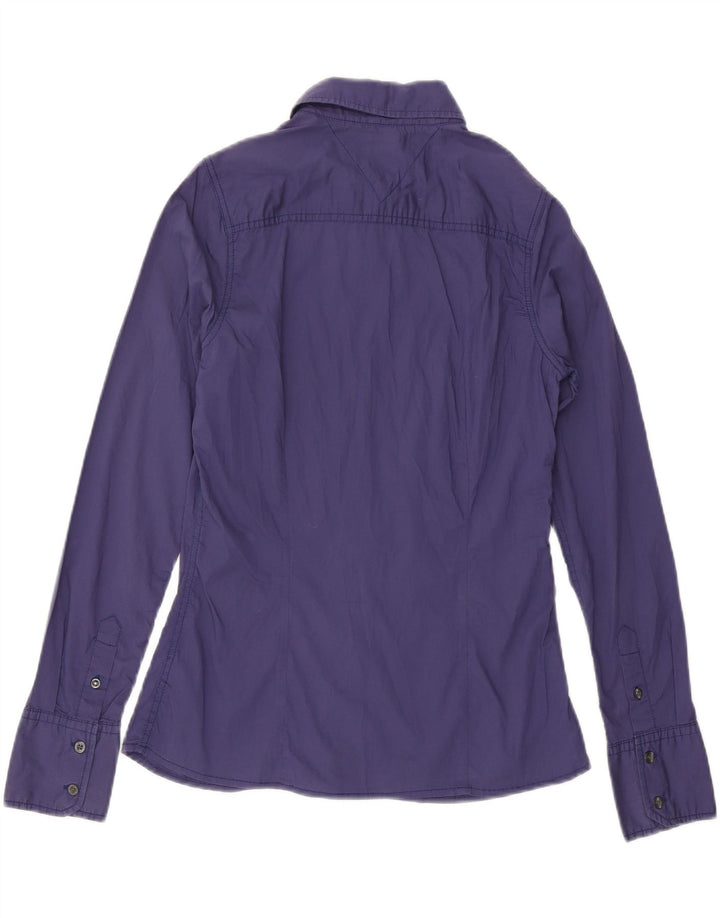 Camisa feminina TOMMY HILFIGER Reino Unido 14 grande algodão azul marinho