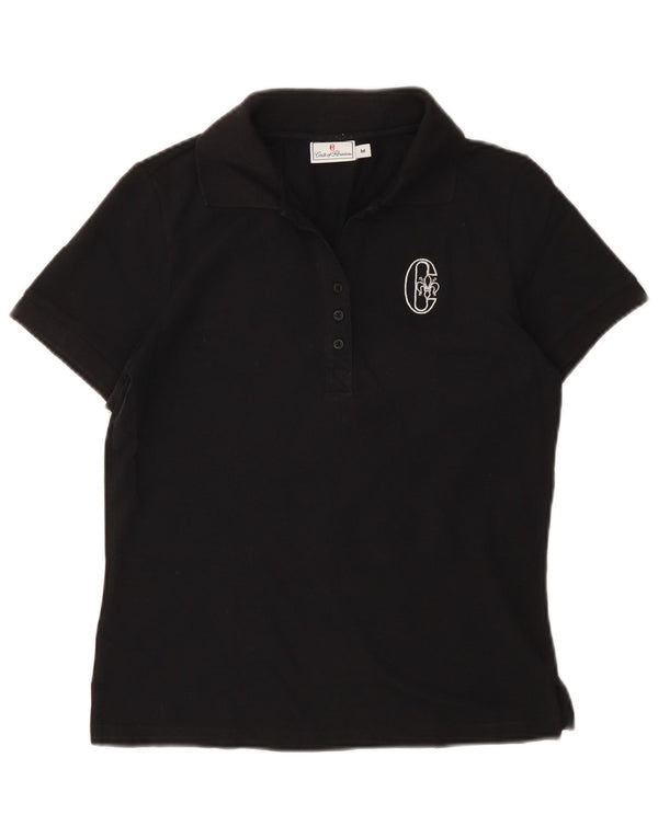 Camisa polo feminina Conte of Florence UK 12 algodão preto médio
