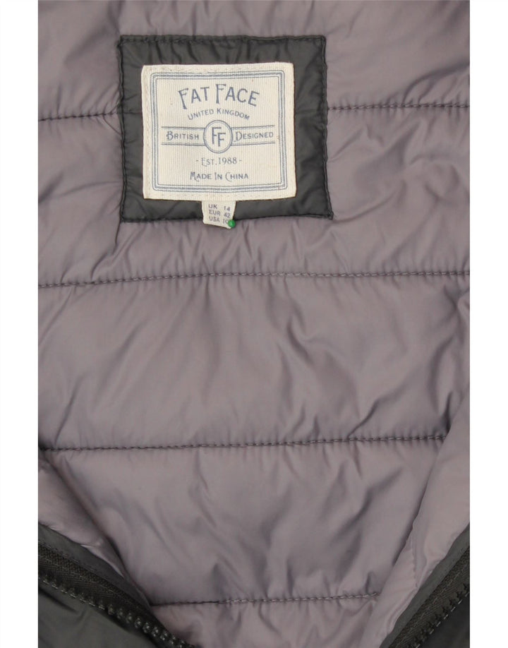Jaqueta acolchoada com capuz feminina Fat Face UK 14 Nylon cinza grande