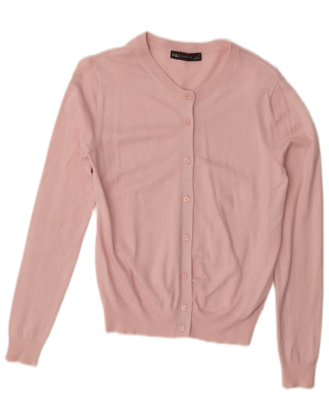 Suéter cardigã feminino MARKS & SPENCER Reino Unido 8 pequeno viscose rosa