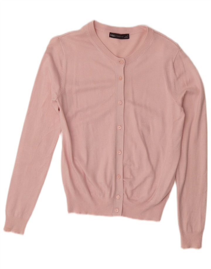 Suéter cardigã feminino MARKS & SPENCER Reino Unido 8 pequeno viscose rosa