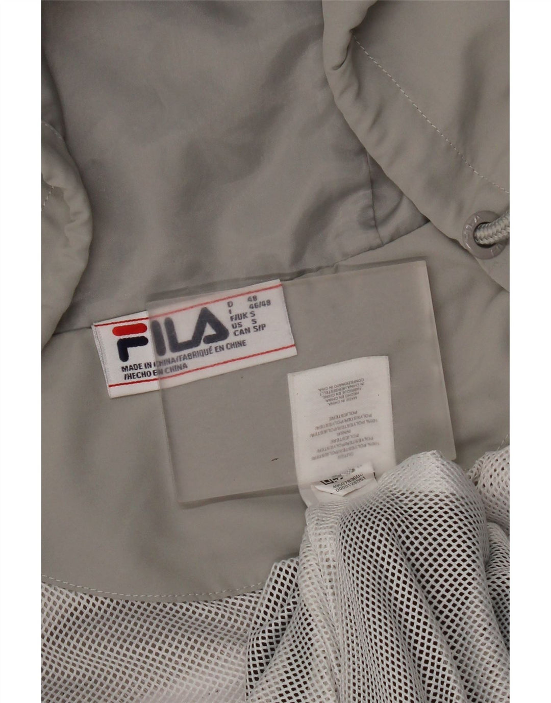 Suéter masculino Fila com capuz e zíper pequeno cinza colorblock poliéster