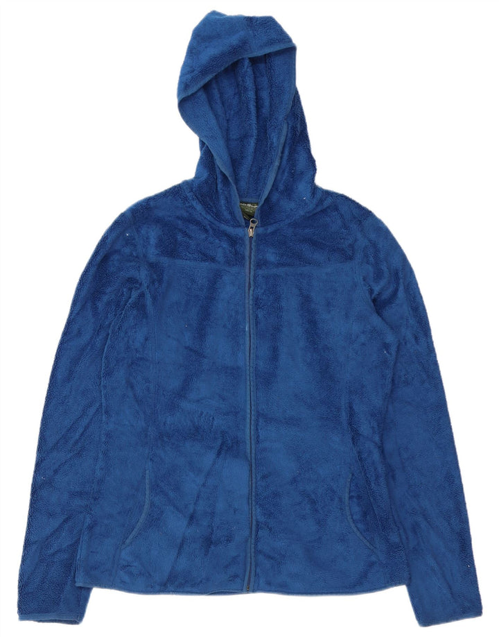 Jaqueta de lã com capuz feminina Eddie Bauer UK 14 poliéster azul médio