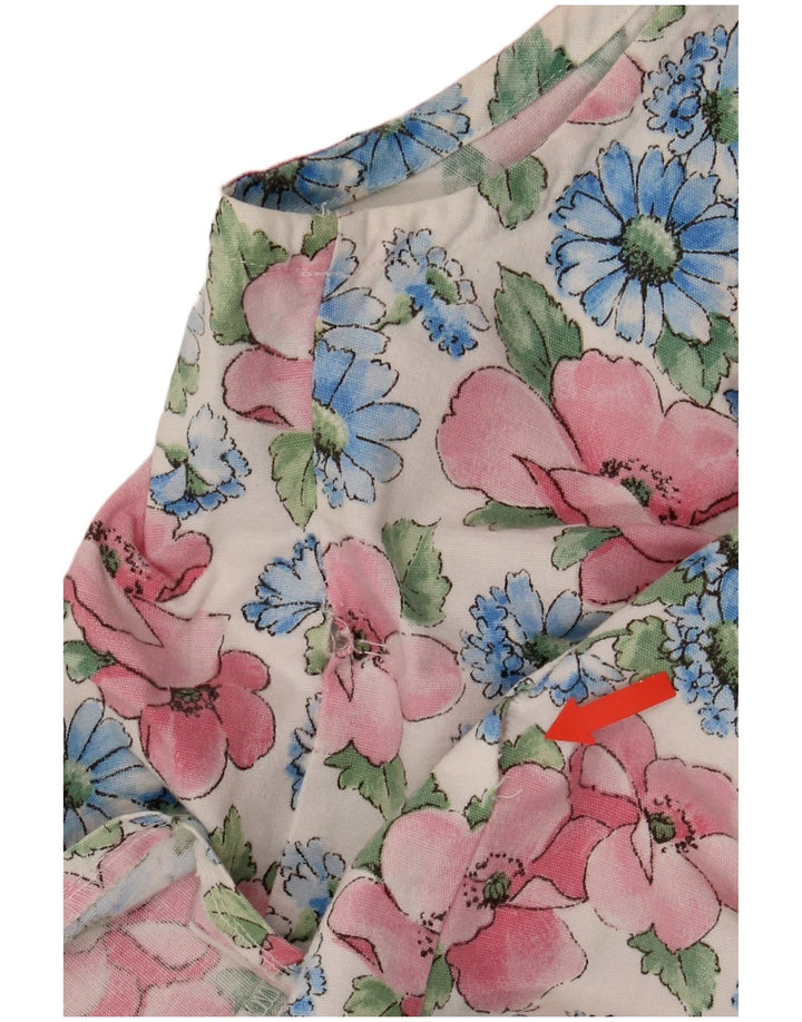 Colete feminino vintage UK 14 médio floral multicolorido