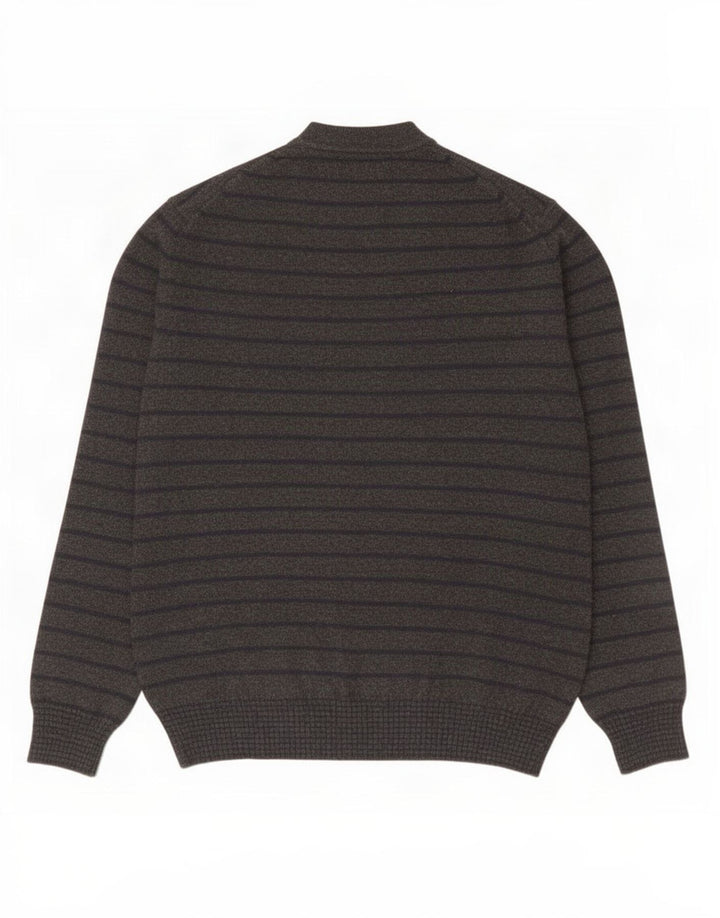 Suéter masculino Zara com decote em V grande lã listrada preta