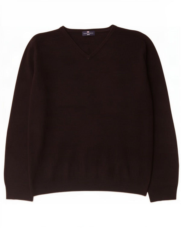 Suéter masculino Marks & Spencer Blue Harbor com decote em V 2XL acrílico preto