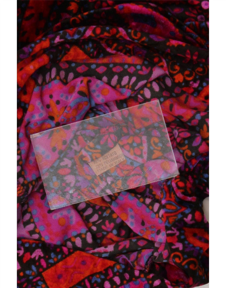 Blusa feminina vintage manga 3/4 top UK 14 médio multicolorido retrô