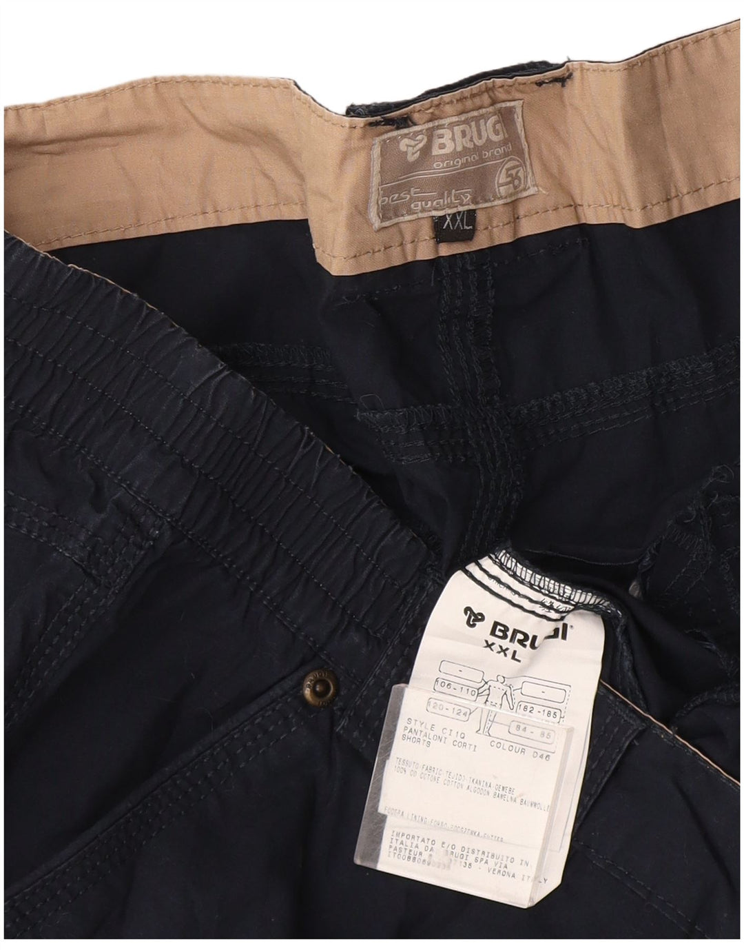 Shorts cargo masculino Brugi 2XL W44 algodão azul marinho