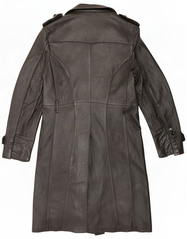 Marcos Casaco feminino de couro duplo breasted IT 56 4XL Preto